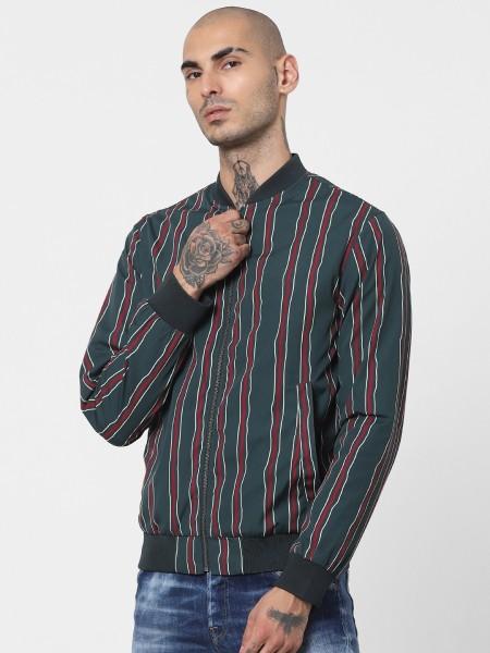 men striped casual jacket