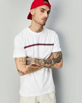 men striped cotton crew-neck t-shirt