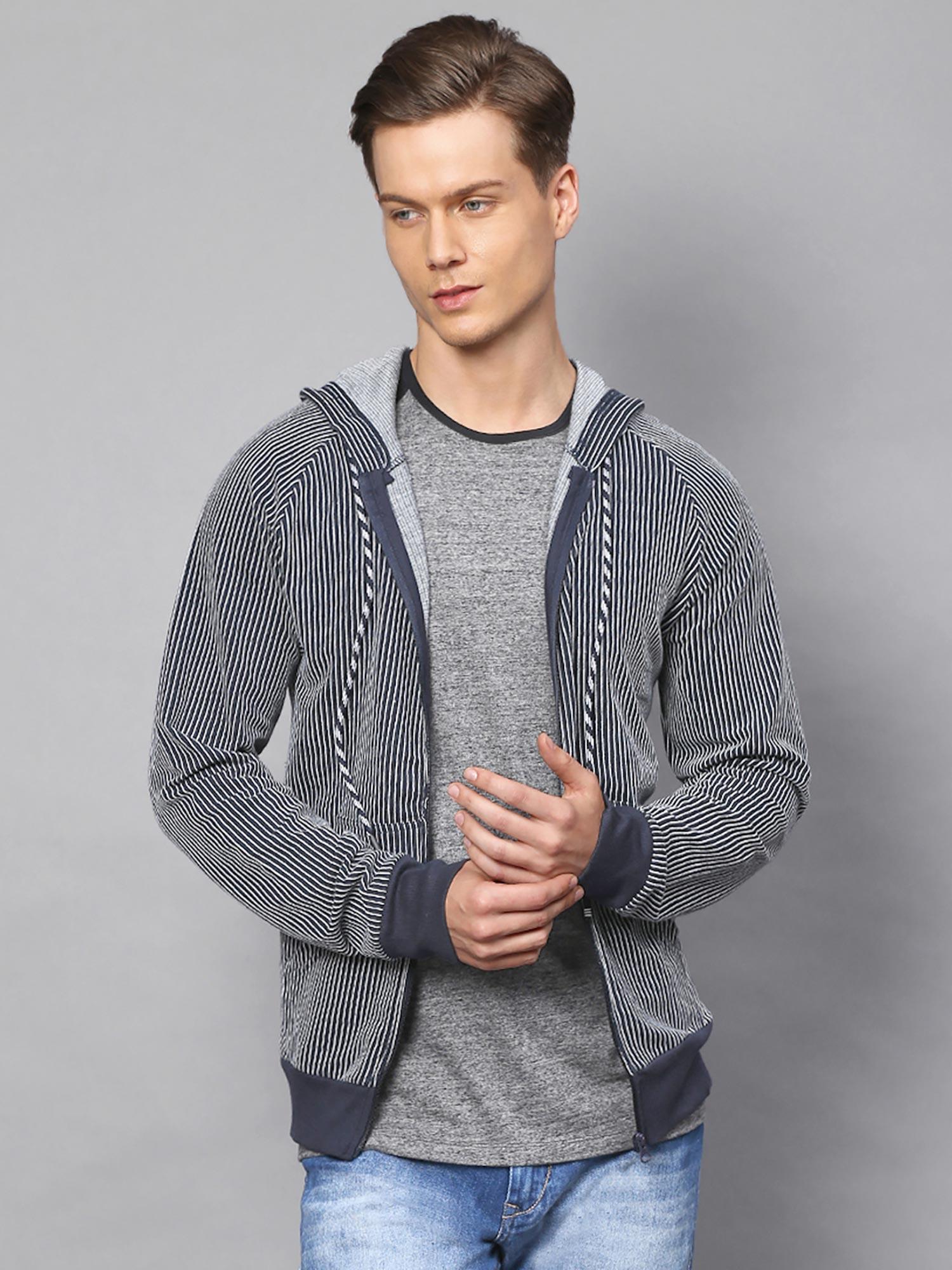 men striped full sleeve stylish casual sweatshirt