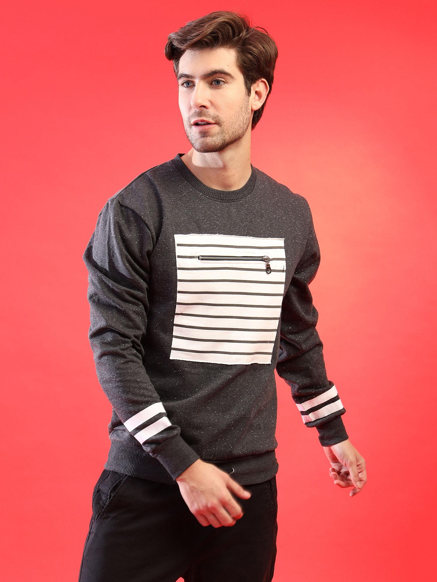 men striped full sleeve stylish casual sweatshirts