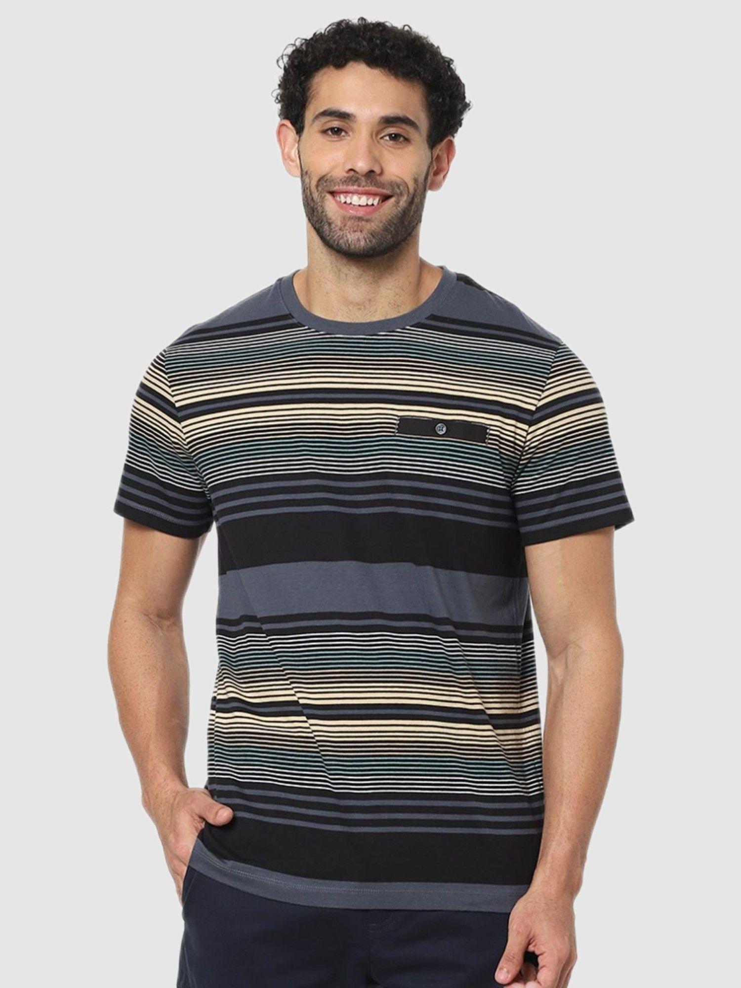 men striped grey short sleeve t-shirt