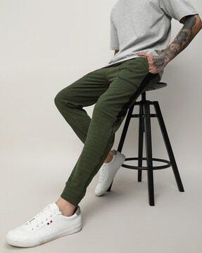 men striped joggers with drawstring waist