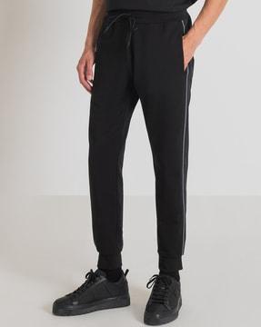 men striped joggers with insert pocket