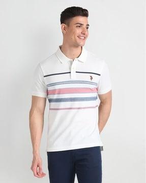 men striped muscle fit polo t-shirt