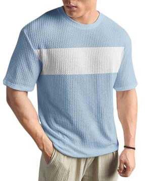 men striped oversized crew-neck t-shirt