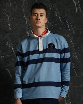 men striped oversized fit polo t-shirt