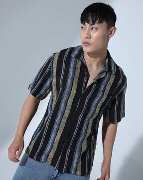 men striped oversized fit shirt