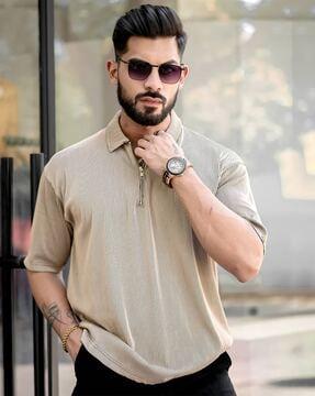 men striped oversized polo t-shirt