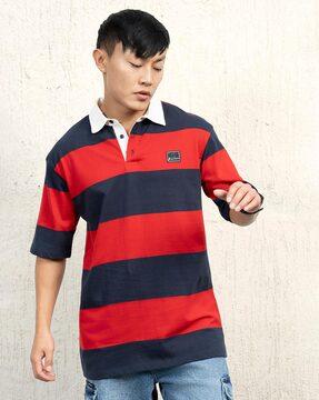 men striped oversized polo t-shirt