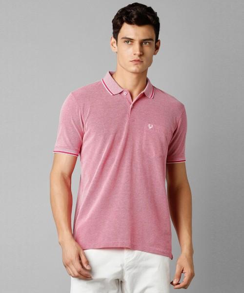 men striped polo neck pure cotton pink t-shirt