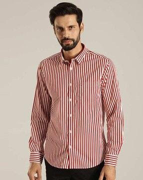 men striped pure cotton slim fit shirt