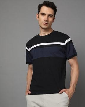 men striped regular fit cotton t-shirt