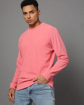 men striped regular fit crew-neck sweatshirt