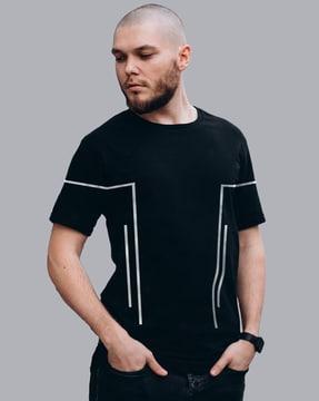 men striped regular fit crew-neck t-shirt