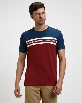 men striped regular fit crew-neck t-shirt