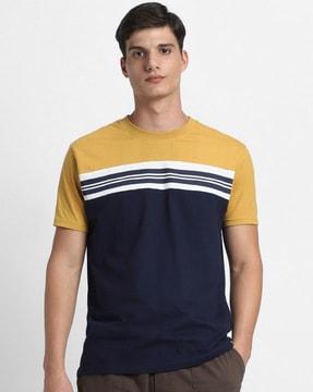 men striped regular fit crew-neck t-shirt