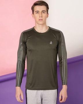 men striped regular fit crew-neck t-shirt