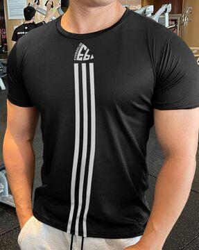 men striped regular fit crew-neck t-shirt