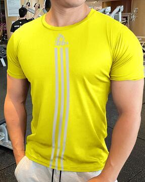 men striped regular fit crew-neck t-shirt