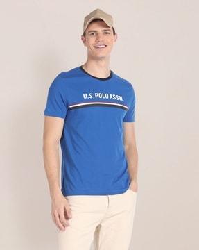 men striped regular fit crew-neck t-shirt