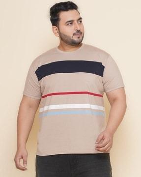 men striped regular fit crew-neck t-shirt