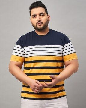 men striped regular fit crew-neck t-shirt