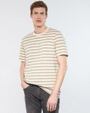 men striped regular fit crew-neck t-shirt