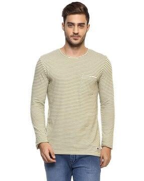 men striped regular fit crew-neck t-shirt