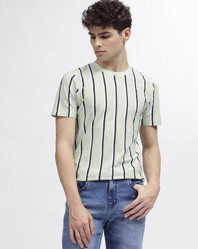 men striped regular fit crew-neck t-shirt