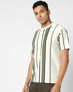 men striped regular fit crew-neck t-shirt