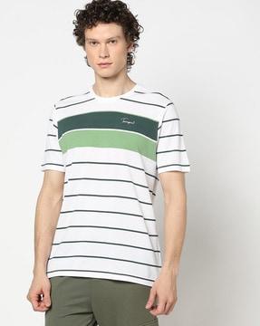 men striped regular fit crew-neck t-shirt