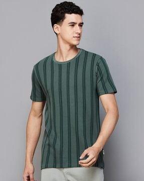 men striped regular fit crew-neck t-shirt