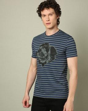 men striped regular fit crew-neck t-shirt