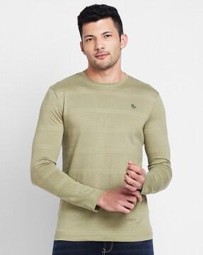 men striped regular fit crew-neck t-shirt