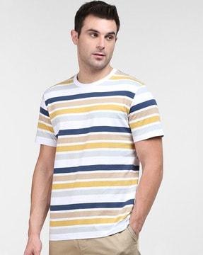 men striped regular fit crew-neck t-shirt