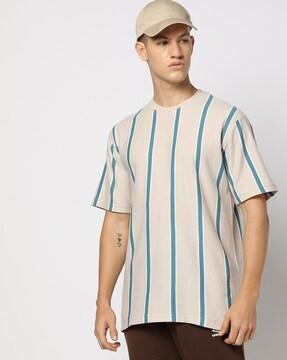 men striped regular fit crew-neck t-shirt