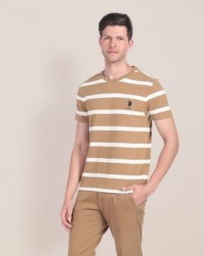 men striped regular fit crew-neck t-shirt