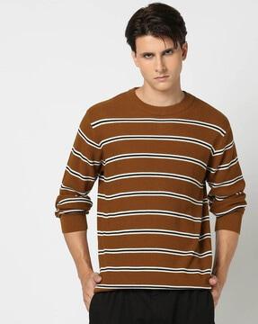 men striped regular fit crew-neck t-shirt