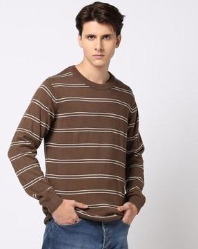 men striped regular fit crew-neck t-shirt