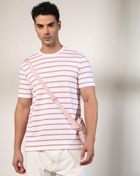 men striped regular fit crew-neck t-shirt