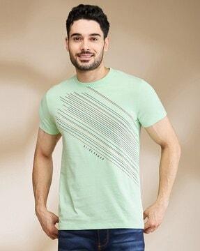 men striped regular fit crew-neck t-shirt