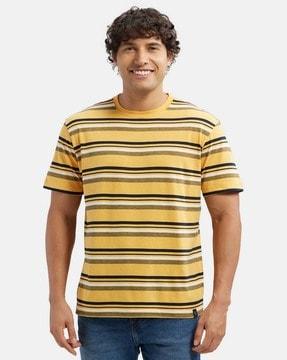 men striped regular fit crew-neck t-shirt