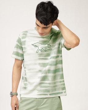 men striped regular fit crew-neck t-shirt