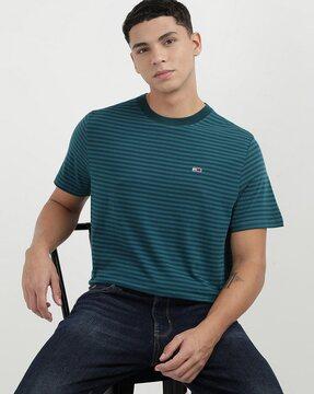 men striped regular fit crew-neck t-shirt