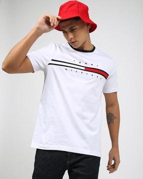 men striped regular fit crew-neck t-shirt