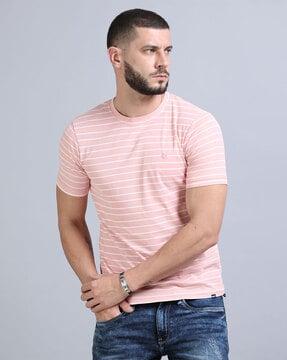 men striped regular fit crew-neck t-shirt