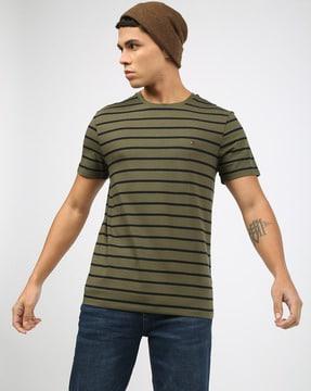 men striped regular fit crew-neck t-shirt