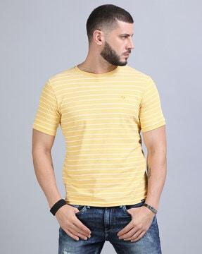 men striped regular fit crew-neck t-shirt