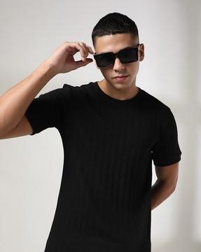 men striped regular fit crew-neck t-shirt