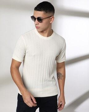 men striped regular fit crew-neck t-shirt